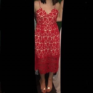 Red lace formal dress